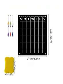 Haus Hana 1Pc Magnetic Weekly Calendar Writing Board, 2mm Thick Black Solid Acrylic With Printed Weekly Grid Pattern, Dry Wipe Reusable Surface For Schedule Recording, Magnetic Fridge Memo Plaque For Family Daily Arrangement And Kitchen Planning - multicolor - View 18