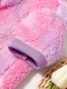 PETSIN 1pc Soft Pet Dog/Cat Hooded Sweatshirt, Pink & Purple Tie-Dye, Warm & Comfortable - Multicolor - View 4