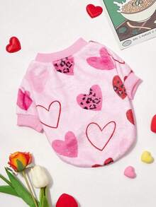 PETSIN 1 Pc Warm Dog/Cat Fleece With Pink Leopard Print Heart Pattern, Suitable For Pets - Multicolor - View 9