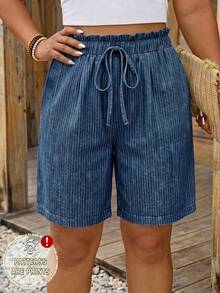 Comfylo Plus Size Minimalist Deep Blue Pants Suitable For Summer - Multicolor - View 1