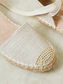Styleloop Ladies, Straw Twine, Herringbone Straps, Flat Shoes. - Apricot - View 3