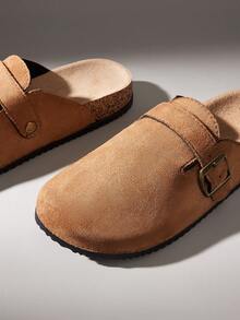 Solecia Women's Fashion Thick Sole Slippers, Round Toe With Square Buckle, Matching Shoes For Christmas - Mocha Brown - View 9