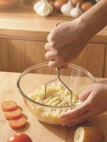 Haus Hana Stainless Steel Potato Masher Wavy Telescopic Potato Press Nylon Potato Press Potato Masher Potato Press - Multicolor - View 3