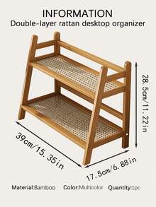A Creative Double-Layer Rattan Desktop Storage Rack That Can Store Cups, Coffee, Snacks, Water Bottles, And Small Ornaments. - Multicolor - View 9