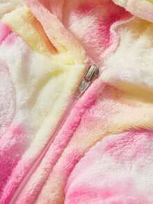 PETSIN 1pc Tie-Dye Pink Fleece Warm Zip-Up Pet Coat For Cats & Dogs - Multicolor - View 10