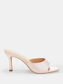 CUCCOO CURVES Women's Round Toe Light Plate Design Daily Versatile Fashion Wide Last High Heels - Pink, satin - View 2