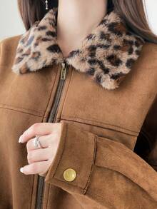 FRIFUL Women's Autumn/Winter Fashion Vintage Jacket - Khaki - View 2