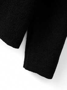 GlowEve CURVE Plus Size Elegant Ruffle Trim Button Long Sleeve Cardigan - Black - View 3