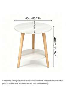 2-Tier Round Side Table / Nightstand – Modern White End Table For Living Room And Bedroom – Easy To Assemble - White - View 3