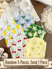 Randomly Ships 1 Of 6, Newborn Baby Bodysuits. A Surprise Blind Box Of Cute Striped Floral Or Fruit Print Soft Suspender Bodysuits Perfect For Casual - Multicolor - View 1