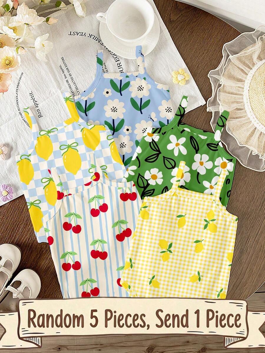 Randomly Ships 1 Of 6, Newborn Baby Bodysuits. A Surprise Blind Box Of Cute Striped Floral Or Fruit Print Soft Suspender Bodysuits Perfect For Casual - Multicolor - View 1