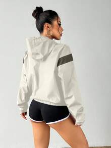 Exploreva Exploreva 女士立领拉链休闲百搭日常户外运动长袖外套 - 淺灰色 - 查看 2