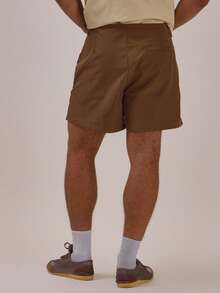 Musero Straight Leg Shorts Taping Detail Waistband With Belt Loops And Back Pockets Spring Summer Essentials - Brown - View 5