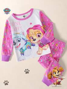 Maija Kids SHEIN | PAW Patrol Maija Kids 少女印花長袖上衣與長褲家居服套裝 - 彩色 - 查看 3