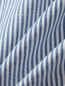 Livesso Fall Loose Business Casual Smart Casual Coastal Chic Elegant Office Wear Brunch Blue And White Stripe Long Sleeve Women's Blouse Cinched Waist Design - Blue - View 3