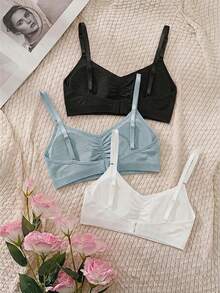 SHEIN MOD 3pack Plain Ruched Bralette Set - Multicolor - View 2