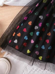 Elladie kids Young Girl Portrait Print Ruffle Trim Top And Mesh Overlay Skirt Set - Multicolor - View 5