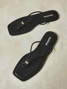 Styleloop Ladies, Willow Nails, Buckles, Flat Shoes. - Black - View 5