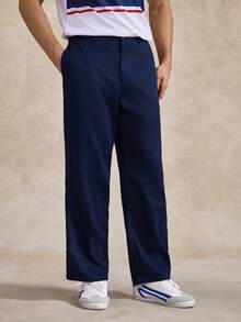 Courvante Men's Solid Color Commuter Casual Pants With Slant Pockets - Dark Blue - View 5