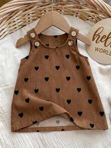 SHEIN Newborn Baby Girl Cute Versatile Casual Cartoon Bear Print Dress Autumn - Multicolor - View 3