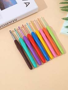 9/12pcs Color TPR Soft Handle Crochet Hook, Colorful Hook Head, Handmade DIY Yarn Knitting Tool, Multi Specification Single Head Crochet Hook - B - View 7