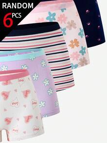 12-Piece Big Tween Girl Girls Soft Source Cotton Boxer Briefs In A Randomly Assorted Multicolored Collection. Featuring Pink Navy And Grey Leopard Print, Hearts, And Stars, These Comfortable All-Season Underwear Are Crafted From Skin-Friendly Lightweight Ribbed Knit Material With Cute Bow Patterns For A Cozy And Smooth Everyday Fit. - Multicolor - View 6