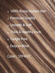 Seamless Clip Ins 7件裝直波浪 TP4/27# 深棕色與焦糖棕色 130g/150g 全頭無縫 PU 夾式接髮片 100% 毛鱗片對齊雙重浸染 Remy 真人髮 高品質隱形夾式接髮 - S4/27 - 查看 2