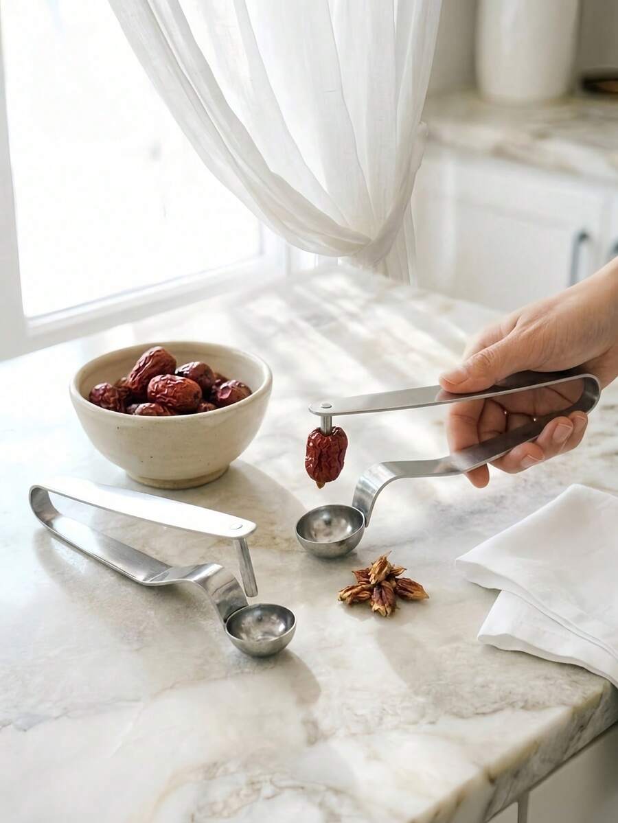 Haus Hana Red Dates Corer Jujube Pitter Cherry Olive Corer Stainless Steel Fruit Core Remover Seed Push Out Tool Vegetable Tools Kitchen Gadgets - Silver - View 1