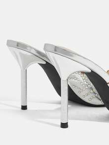 CUCCOO TILAWA Elegant Metal Pointed Women's High Heels - A Delicate Rhinestone Design With A Slip-On Design, Perfect For Parties And Formal Events, Stilettos - Silver - View 6
