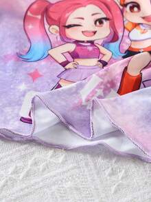 2pcs Young Girl Comfortable Soft Knit Camisole Shorts Set, Ruffled Design, Cute Pattern, Ideal Gift - Multicolor - View 5