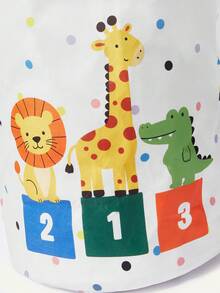 Cozy Pixies 1 Piece, Cute Little Animal Pattern Printing Large Capacity Foldable Round Foldable Round Storage Dirty Clothes Basket Storage Basket, Portable And Ea - Multicolor - View 12