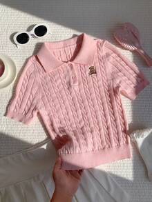 Comfortcana 女款 Polo Bear 針織上衣 - 粉色 - 查看 7