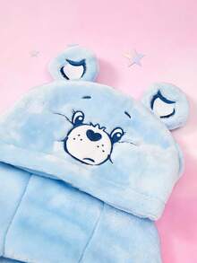 Care Bears X PETSIN 1件藍色心形熊刺繡寵物角色扮演連帽衫，附3D尾巴，天鵝絨保暖套頭衫，適用於貓狗，秋冬加厚，適合室內依偎或戶外玩耍 - 藍色 - 查看 4