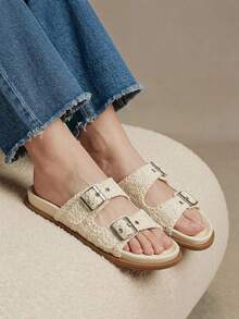 Solecia Sandalias tipo slip-on para mujer, cómodas, versátiles y casuales - Beis - Ver 4