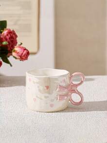 1Pc Cute Pink Bow Ceramic Mug Large Capacity Anti Slip Coffee Cup Easy Clean Beautiful Drinkware Ideal Valentine Gift For Household Daily Use - Multicolor - View 5