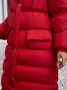 EURMUSE Premium Quality, Keep Warm Feature Maxi Lenght Puffer Wintercoat - Red - View 4