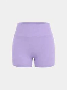 SHEIN Girlism Bộ 4 quần short yoga cạp cao len dệt màu trơn phong cách thường ngày cho bé gái tuổi teen, mùa xuân/hè - Nhiều màu - Xem 11