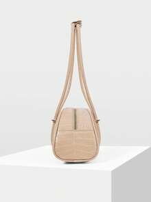 MOTF WOMEN'S FASHION RETRO APRICOT CROCODILE PATTERN SHOULDER BAG, SIMPLE AND CHIC HALF-MOON BAG, FOR DAILY, COMMUTING, SHOPPING, TRAVEL, FESTIVALS - Apricot - View 3