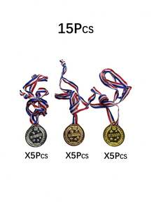 3/6/15 Gold, Silver, And Bronze Medals - Multi Item Party Gift Pack, Champion, Runner Up, And Third Place Medals, Sports Games Medals, Suitable For Games, Celebrations, Winner Props, Classroom Rewards, Sports Competitions, Sports Events, Party Gifts - View 9
