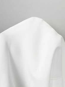 SHEIN BAE Women's Solid Color Mottled Collar Long Sleeve Single Button Jacket And Pants Elegant Suit Casual Set - White - View 9