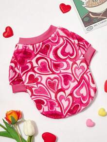 PETSIN 1 Pc Fleece Heart Print Warm Crewneck For Pet Dogs & Cats, Universal - Multicolor - View 9