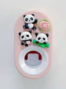1Pc Cute Panda Automatic Toothpaste Dispenser, Wall Mount No Drill Toothpaste Squeezer, Cartoon Self Adhesive Toothpaste Holder For Bathroom Decor, Ideal Holiday Gift - various - View 14