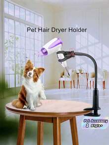 1PC 360 Degree Swivel Tilt Adjustable Clamp Hands Free Pet Blow Dryer Stand Holder For Cat Dog Grooming Salon Table Mounting Portable Pet Grooming Tool - Black - View 1