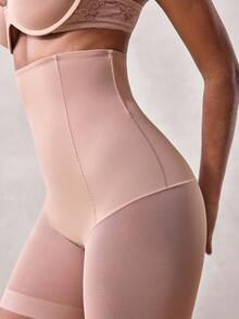 Veilyse 1pc Women's Shapewear Shorts, Abdominal Compression, Flat Belly, Cinched Waist, Butt Lift, Seamless Underwear - Apricot - View 7