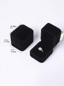Velvet Jewelry Box, Long Chain Ring Box, Pearl Necklace Storage Case, Gift Box For Earrings Pendant, Portable Flannel Jewelry Packaging Box - Black - View 6