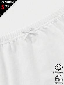 SHEIN Random 5 Pcs Girls' Solid Color Minimalist Cotton Briefs, Suitable For Young Girland Students Autumn Fall - Multicolor - View 4