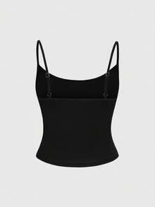ROMWE Grunge Punk Punk Dark Aesthetic Vintage Vine Summer Women's Camisole Top - Black - View 2