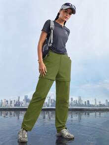 In My Nature Women's Detachable 2-Section Long Pants For Outdoor Camping, Hiking And City Commuting - Grass Green - View 3