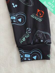 [4 Sets Randomly Sent 1 Set]2-Piece Tween Boys Game Console, Personalized Football, Headphone Pattern Crew Neck Knit Long Sleeve Pants Snug Fit - Multicolor - View 7