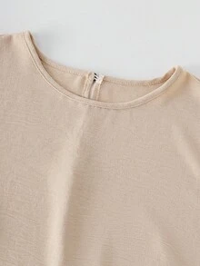 Linhara CURVE Plus Size Women's Casual Tank Top & Capri Pants Contrast Color Set - Khaki - View 5